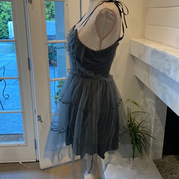 Studio Gray Tulle Mesh Overlay Ruffled Dress Size Small - Picture 4 of 14